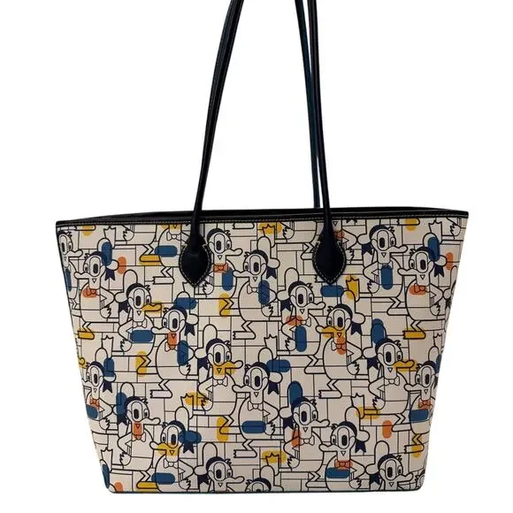 Disney Dooney & Bourke Donald Duck Tote Bag, Blue Leather Trim, Zip Top - Picture 3 of 5